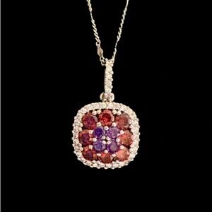 18K White Gold Plated Red and Purple Necklace Set 🆕